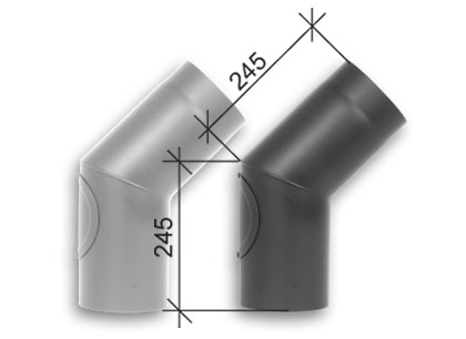 Flue pipe T600 knee 45° with soot flap Ø150mm black